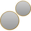 Wandspiegels rond - 2x - goud - 40 cm + 50 cm - hout - Spiegels