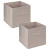 5Five Opbergmand/kastmand - 2x - vakkenkast - 29 liter - beige - 31 x 31 x 31 cm - Opbergmanden