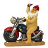 Tuinkabouter beeld Biker Naakt- Polystone - Motor rijder - 32 x 32 cm - Tuinbeelden