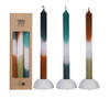 Dip Dye Candles Set 3 st. Petrol/Olive