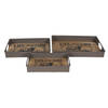 HAES DECO - Decoratieve Houten Dienbladen ( set 3 stuks) 36x26x5 cm / 31x21x5 cm / 26x16x5 cm - van Metaal