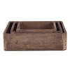 HAES DECO - Decoratieve Dienbladen Set van 3 Bruin 24x24x6 / 20x20x6 / 16x16x6 cm - van Hout