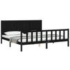 vidaXL Bedframe met hoofdbord massief hout zwart 200x200 cm