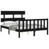 vidaXL Bedframe met hoofdbord massief hout zwart 140x200 cm