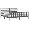 vidaXL Bedframe met hoofdbord massief hout grijs 200x200 cm