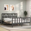 vidaXL Bedframe met hoofdbord massief hout grijs