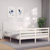 vidaXL Bedframe met hoofdbord massief hout wit 160x200 cm