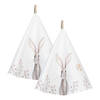 HAES DECO - Set van 2 Theedoeken rond - Ø 80 cm - 100% Katoen - Rustic Easter Bunny