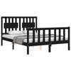 vidaXL Bedframe met hoofdbord massief hout zwart 140x190 cm