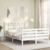 vidaXL Bedframe met hoofdbord massief hout wit 140x200 cm