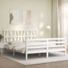 vidaXL Bedframe met hoofdbord massief hout wit