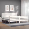 vidaXL Bedframe met hoofdbord massief hout wit 200x200 cm