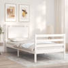 vidaXL Bedframe met hoofdbord massief hout wit 100x200 cm