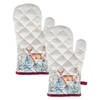 HAES DECO - Set van 2 Ovenwanten - 18x30 cm - 100% Katoen - Dearly Christmas