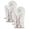 HAES DECO - Set van 2 Ovenwanten - 18x30 cm - 100% Katoen - Rustic Easter Bunny