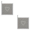 HAES DECO - Set van 2 Pannenlappen - 20x20 cm - 100% Katoen - Lovely Heart