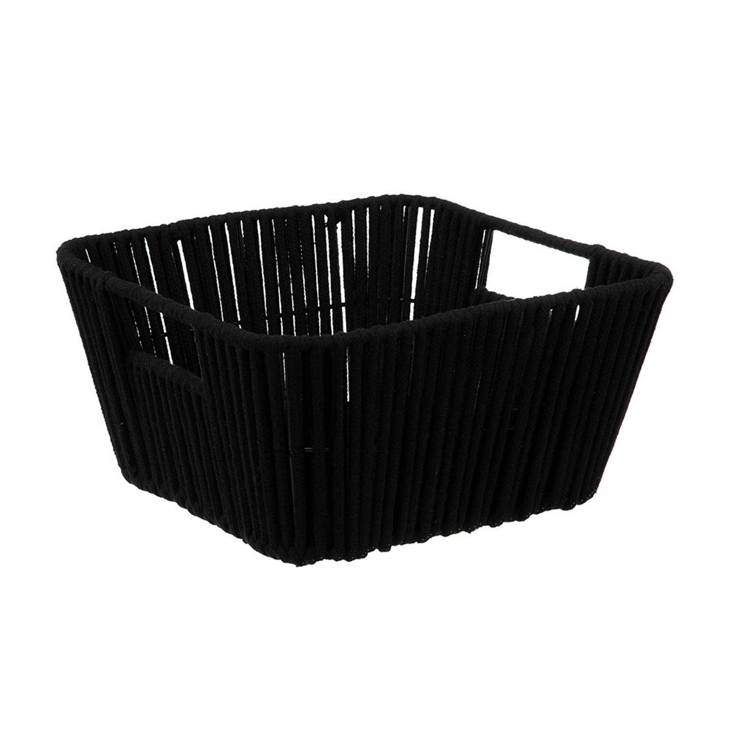 Five® Zwarte touw gespannen manden medium - Medium - Nestbaar & Decoratief