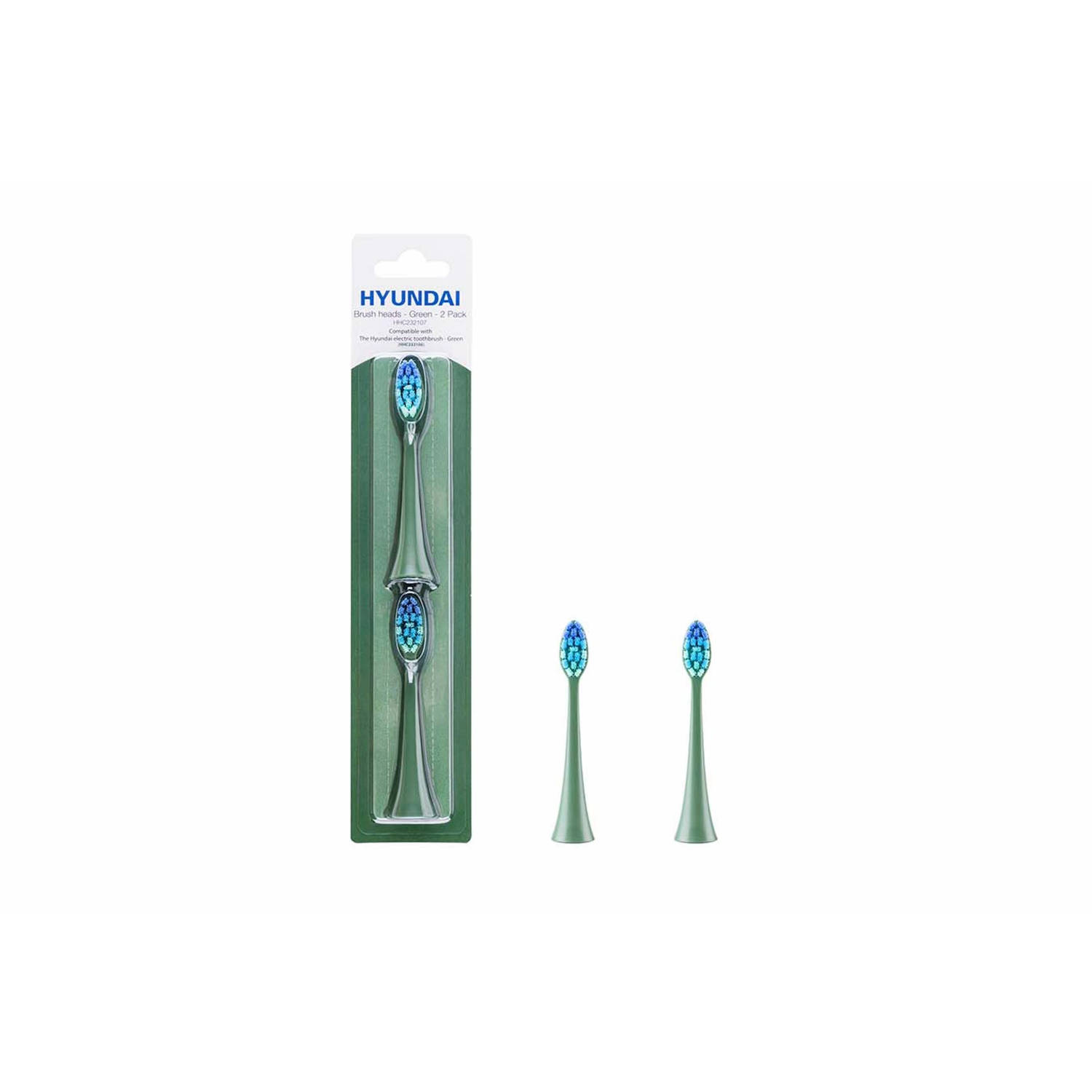 Hyundai Electronics – Elektrische Tandenborstel – Opzetborstel – Groen – 2 stuks