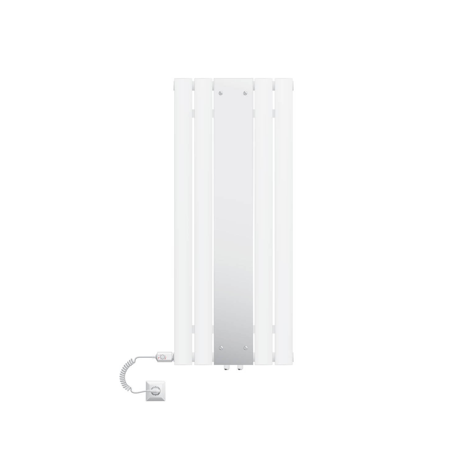 Platte badkamerradiator met spiegel en verwarmingsstaaf 1200W 1200x450 mm Wit ML-Design