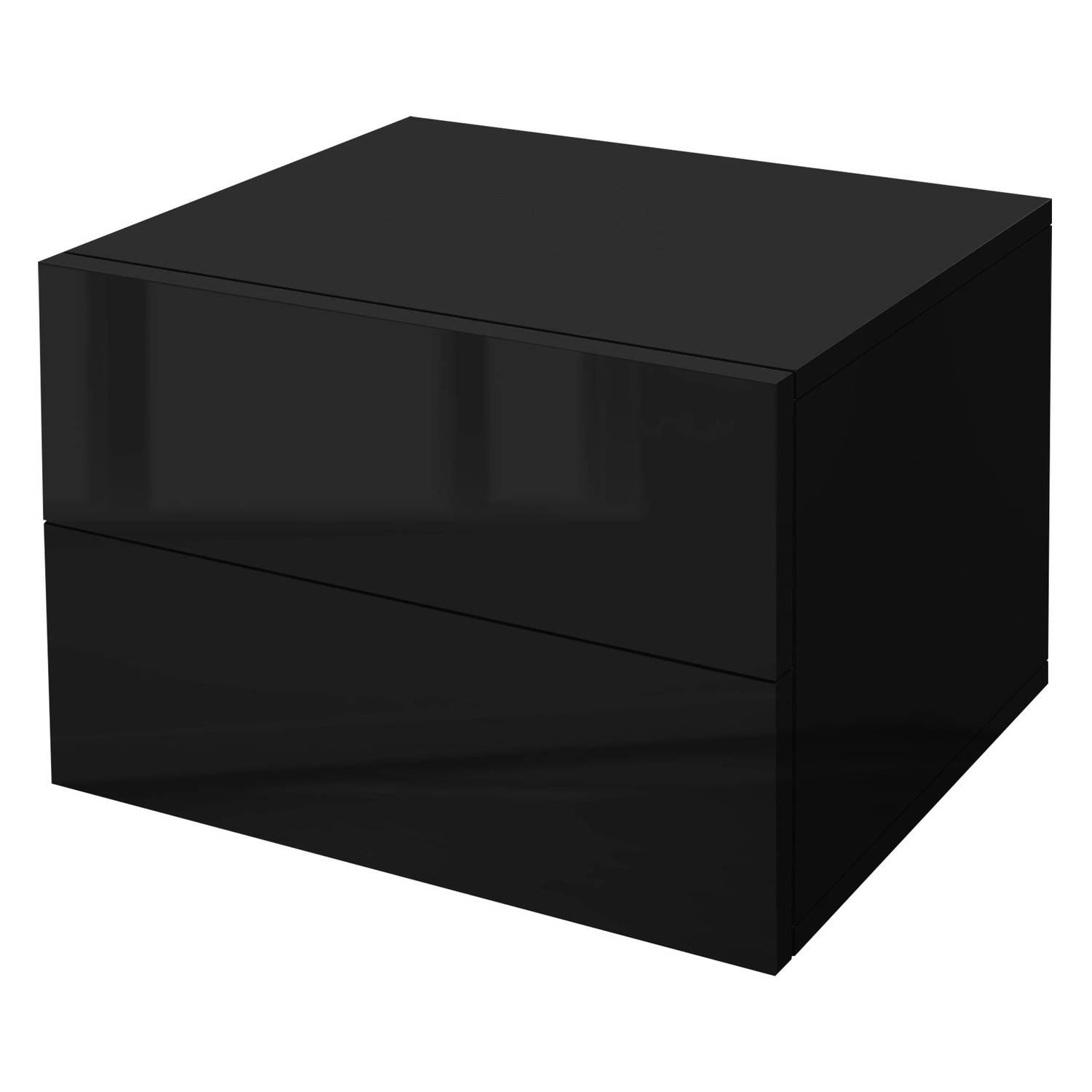 Nachtkastje met 2 laden 42x29x30 cm Zwart glanzend spaanplaat ML-Design