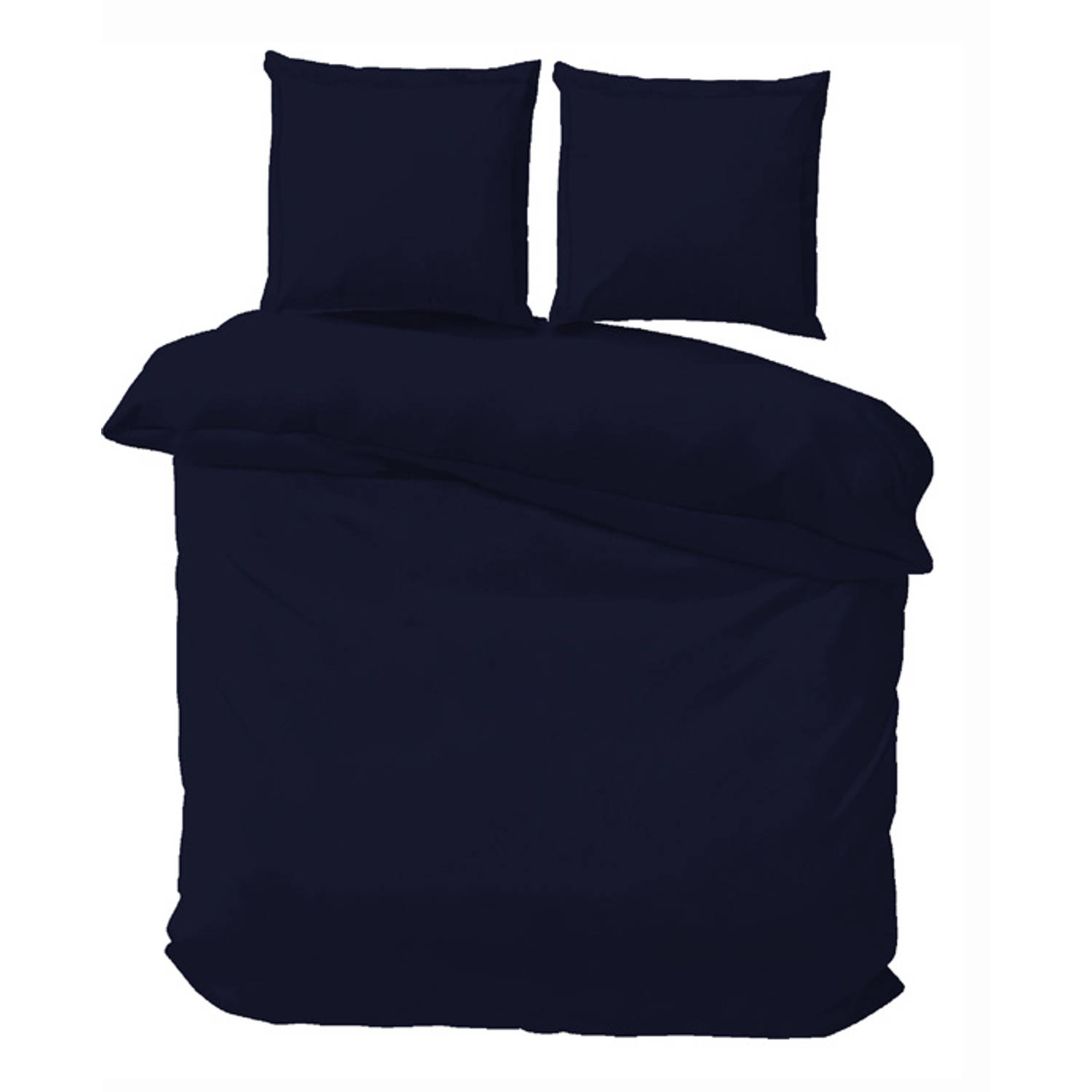 iSleep Dekbedovertrek Satijn Katoen Uni Donker Blauw Lits-jumeaux 240x200-220 cm