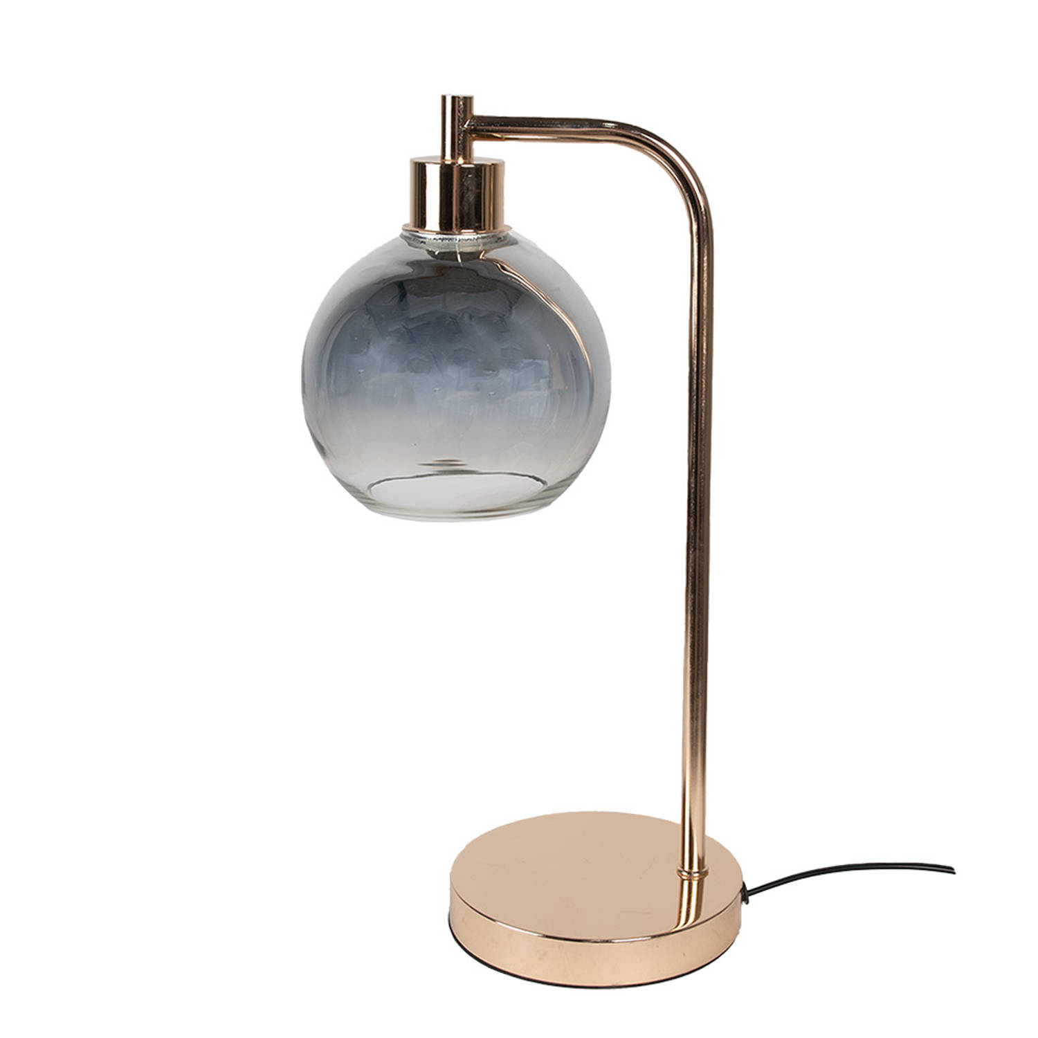 Clayre & Eef Tafellamp 21x15x41 cm Goudkleurig Ijzer-Glas Bureaulamp Goudkleurig Bureaulamp