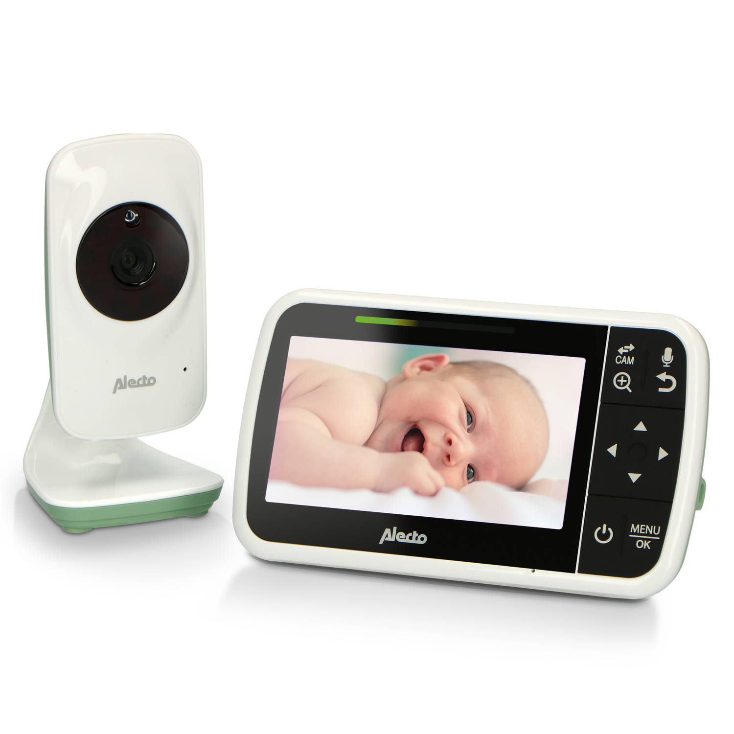 Babyfoon met camera en 4.3 kleurenscherm Alecto Wit-Mintgroen