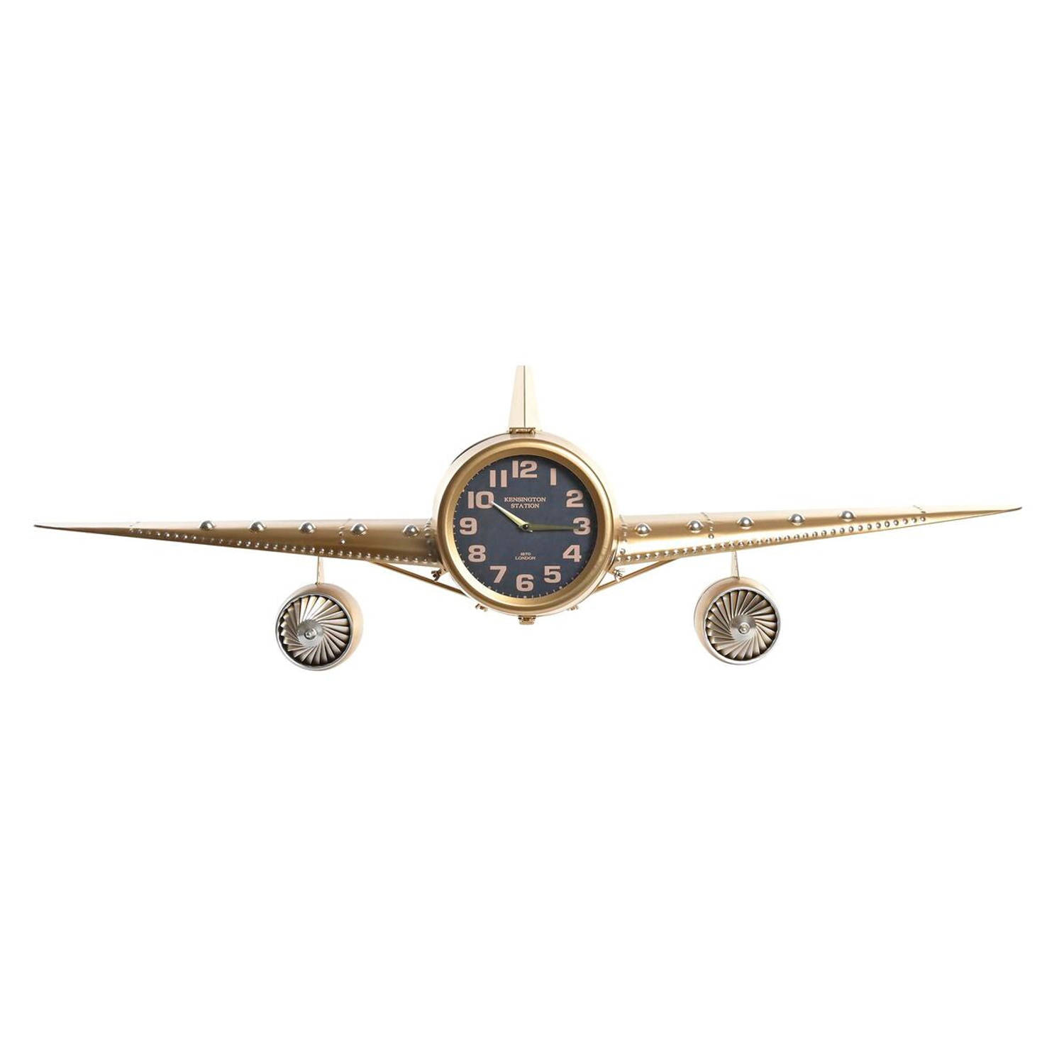 Muurklok DKD Home Decor Vliegtuig Zwart Gouden Ijzer (145 x 20 x 43 cm)