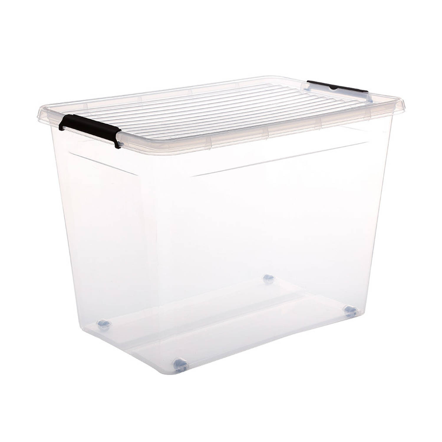 Five® Doorzichtige opbergboxen met clipsluiting 80 liter - 80 liter - rolbaar (58 cm x 39 x 42,8 cm) - Stapelbaar, Klaar voor gebruik