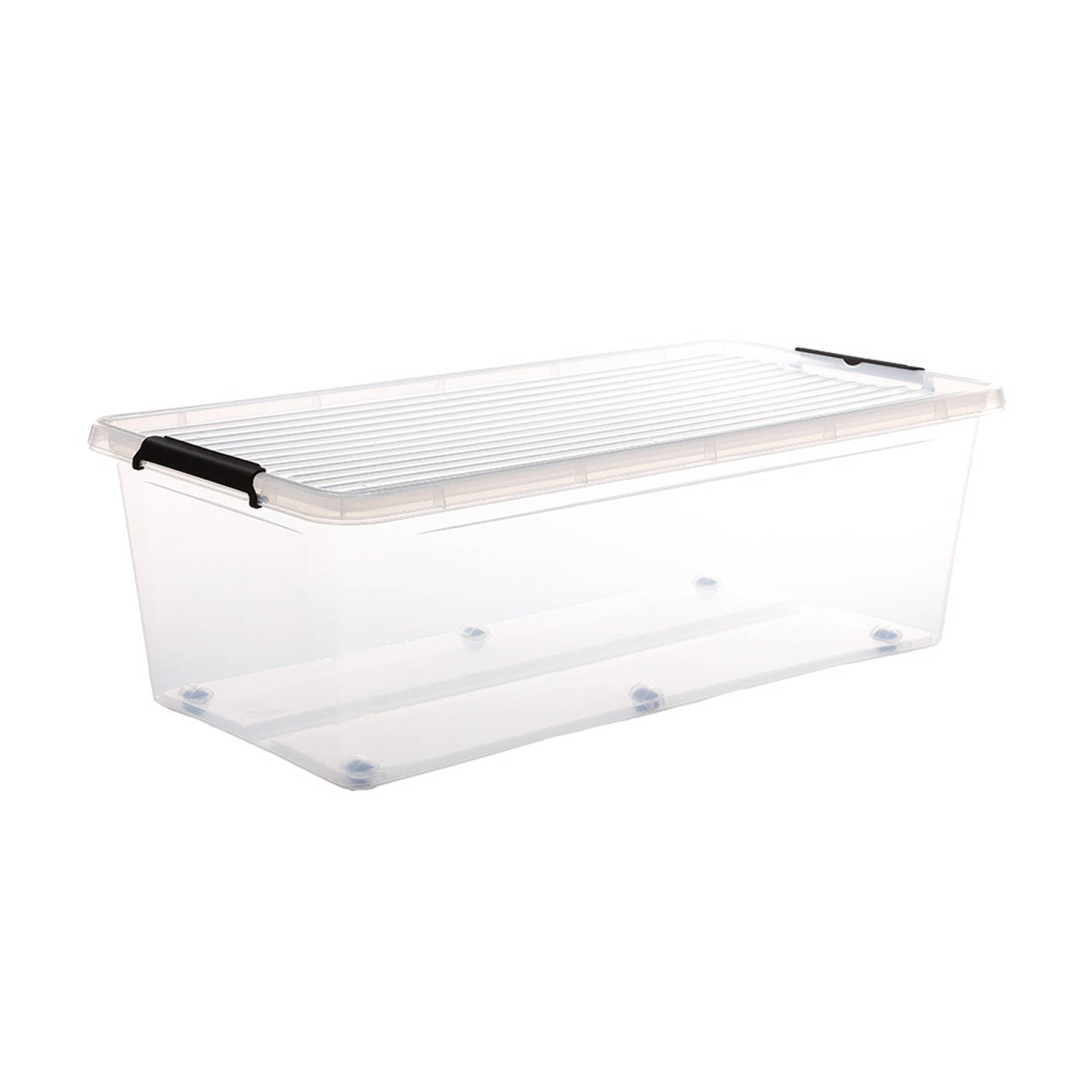 Five® Doorzichtige opbergboxen met clipsluiting 55 liter - 55 liter - rolbaar (76 x 39 x 25 cm) - Stapelbaar, Klaar voor gebruik