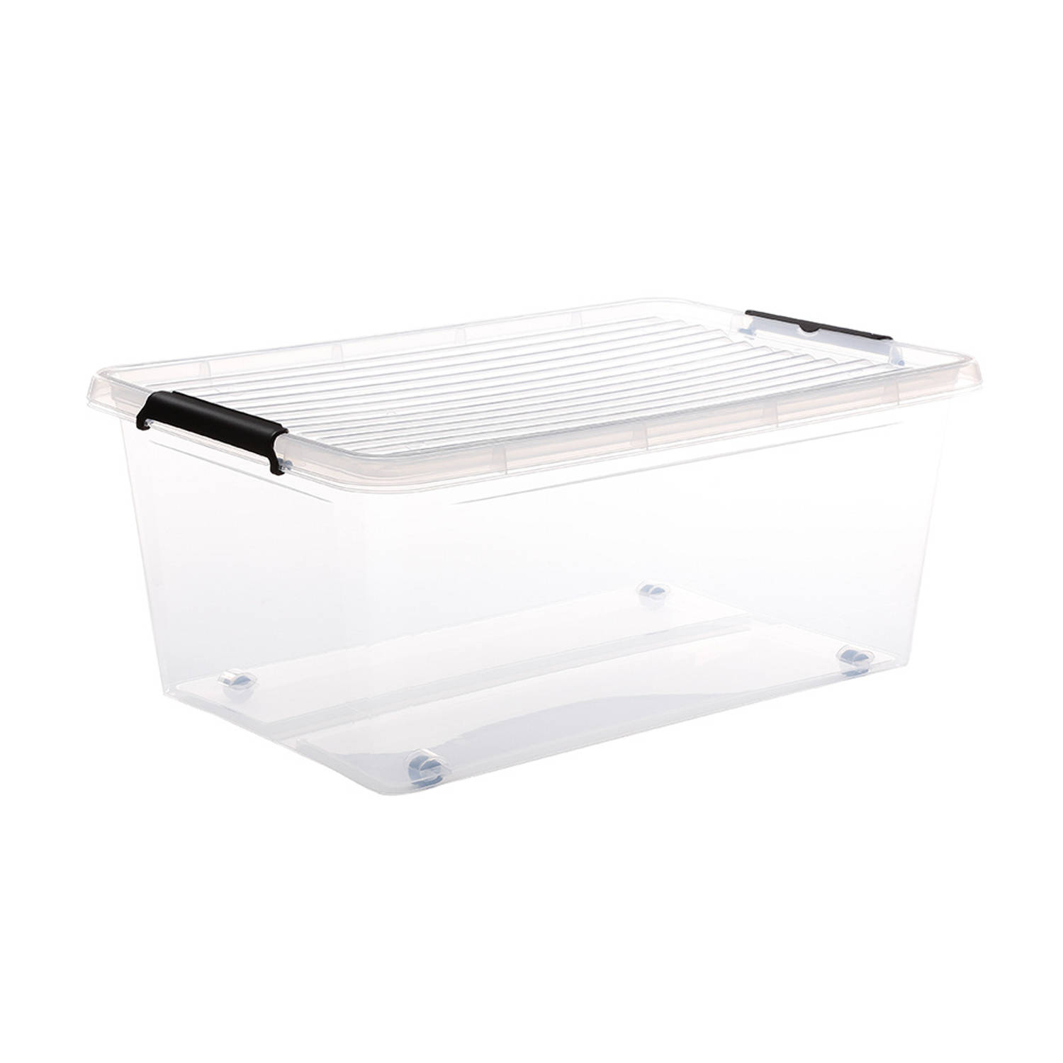 Five® Doorzichtige opbergboxen met clipsluiting 40 liter - 40 liter - rolbaar (58 x 39 x 25,5 cm) - Stapelbaar, Klaar voor gebruik