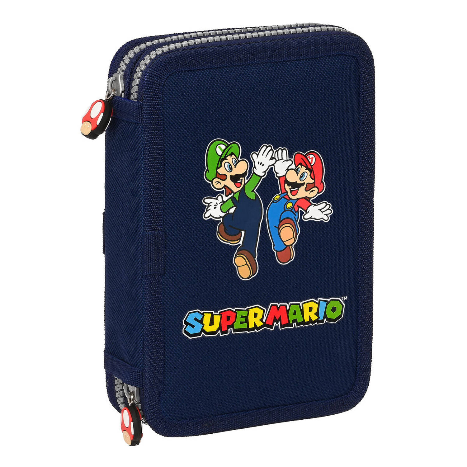 Dubbele etui Super Mario 12.5 x 19.5 x 4 cm Marineblauw (28 pcs)