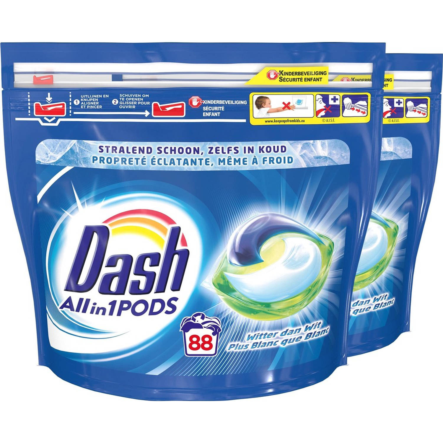 Dash All in 1 Wasmiddel Pods Regular Wit 2x44 Wasbeurten Voordeelverpakking