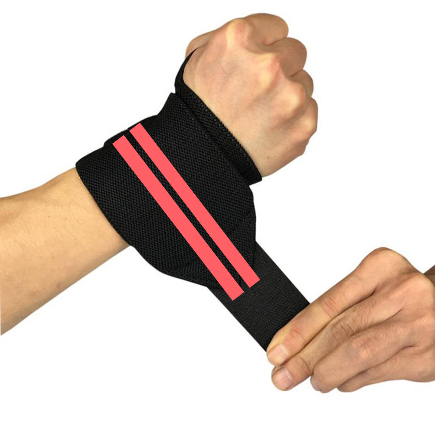 Fitness / Crossfit Polsband - 2 stuks - Rood / Zwart - Polsbandage Wrist Support Wraps - Pols Bandage Band - Bodybuilding Support - Gewichthef Straps - Krachttraining Lifting Worko
