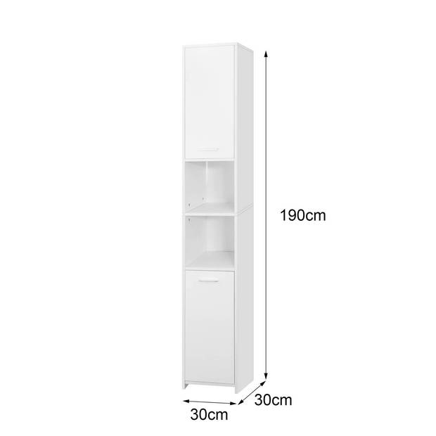 ML-Design Badkamermeubel wit, 30x190x30 cm, gemaakt van MDF
