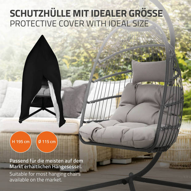 Hangstoel 100x105x177 cm Grijs Staal incl. Frame en Zitkussen ML-Design