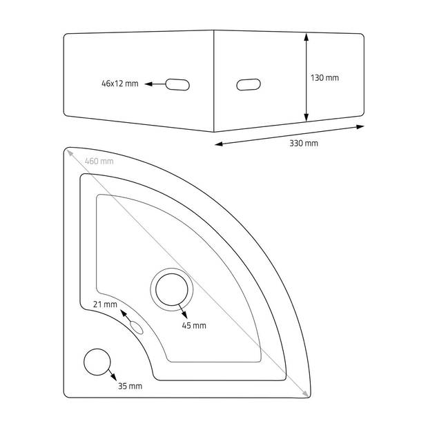 Wastafel Vierkante Vorm 46x33x13 cm Zwart Keramisch ML-Design