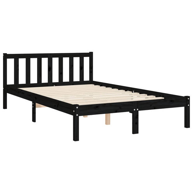 vidaXL Bedframe met hoofdbord massief hout zwart 120x200 cm