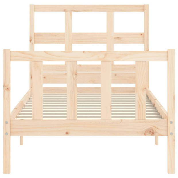 vidaXL Bedframe met hoofdbord massief hout 90x200 cm