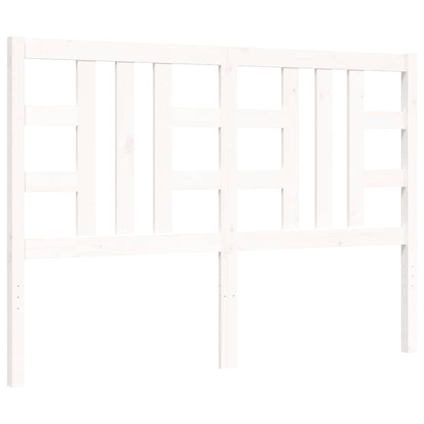 vidaXL Bedframe met hoofdbord massief hout wit 140x190 cm