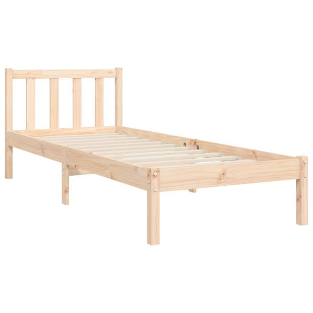 vidaXL Bedframe met hoofdbord massief hout 90x200 cm