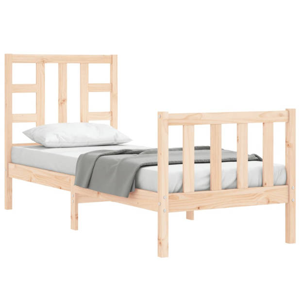 vidaXL Bedframe met hoofdbord massief hout