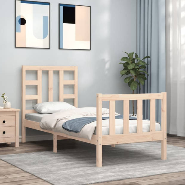 vidaXL Bedframe met hoofdbord massief hout