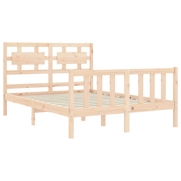 vidaXL Bedframe met hoofdbord massief hout 140x200 cm