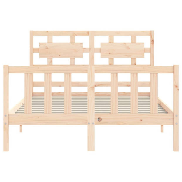 vidaXL Bedframe met hoofdbord massief hout 140x190 cm