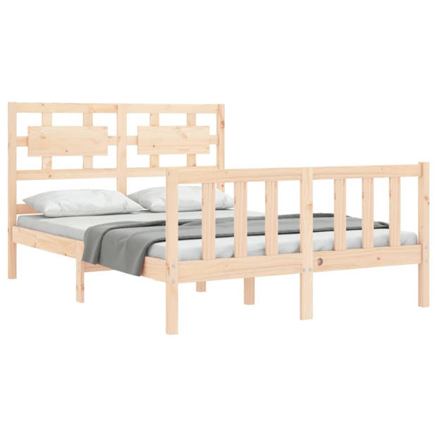 vidaXL Bedframe met hoofdbord massief hout 140x200 cm