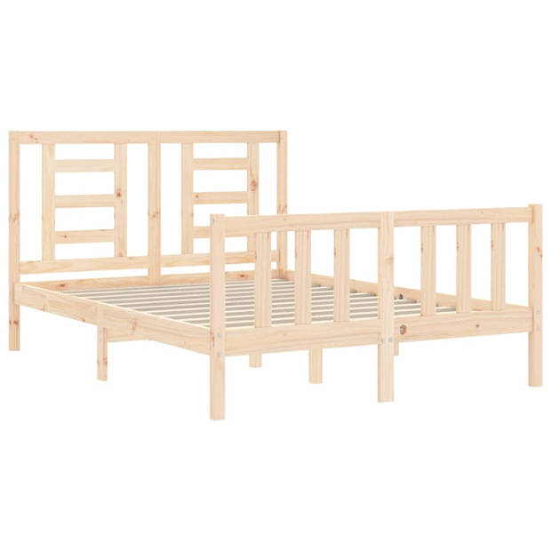 vidaXL Bedframe met hoofdbord massief hout 140x190 cm