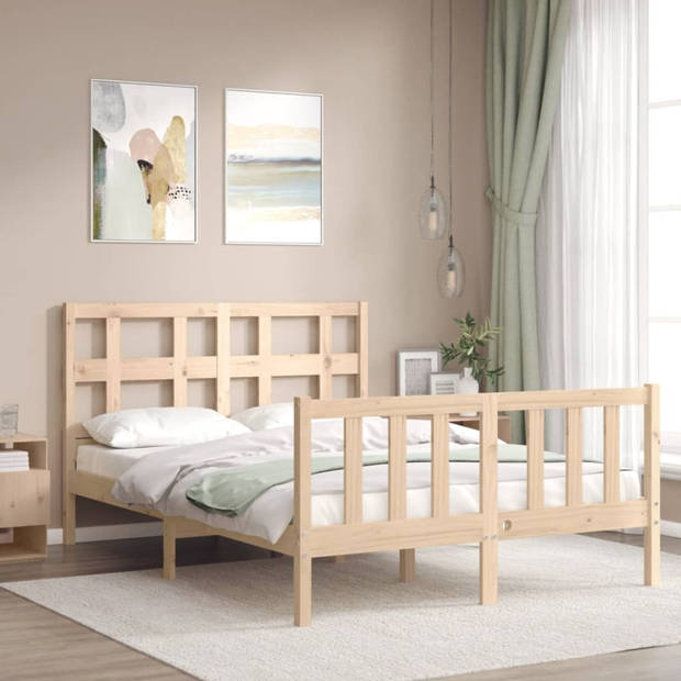 vidaXL Bedframe met hoofdbord massief hout