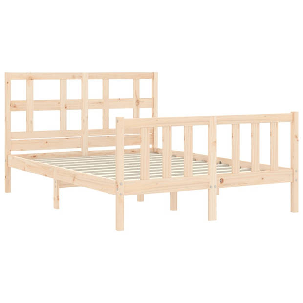 vidaXL Bedframe met hoofdbord massief hout