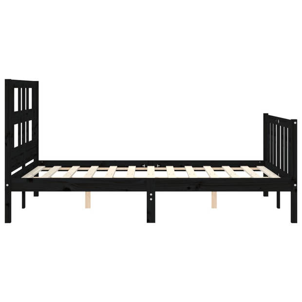 vidaXL Bedframe met hoofdbord massief hout zwart